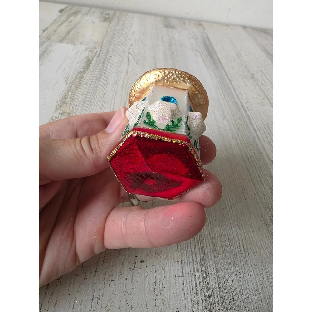 OWC old world birdhouse glass glitter ornament Xmas tree